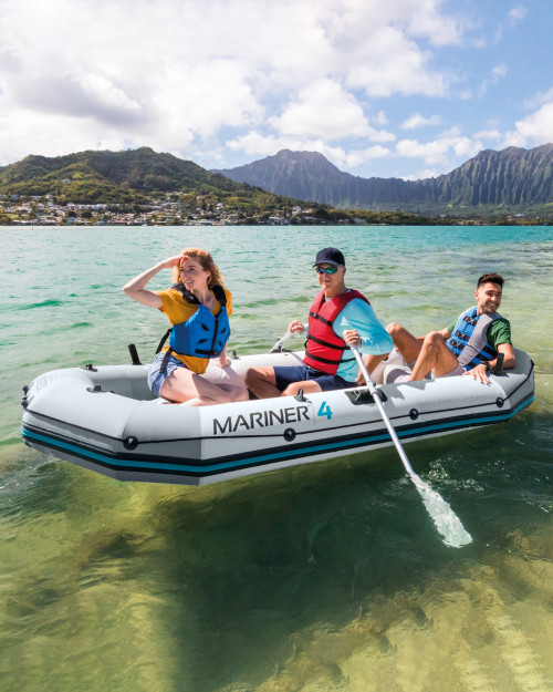 Intex Mariner 4 Inflatable Boat Set - 4-Person, Trolling Motor Mount, Aluminum Oars